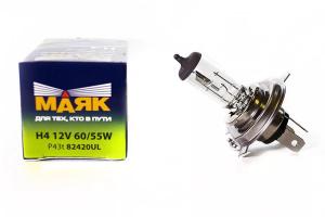 Лампа МАЯК H4 12V 60/55W P43t Super Light + 100% "УЛЬТРА" (к-т, 2шт.)